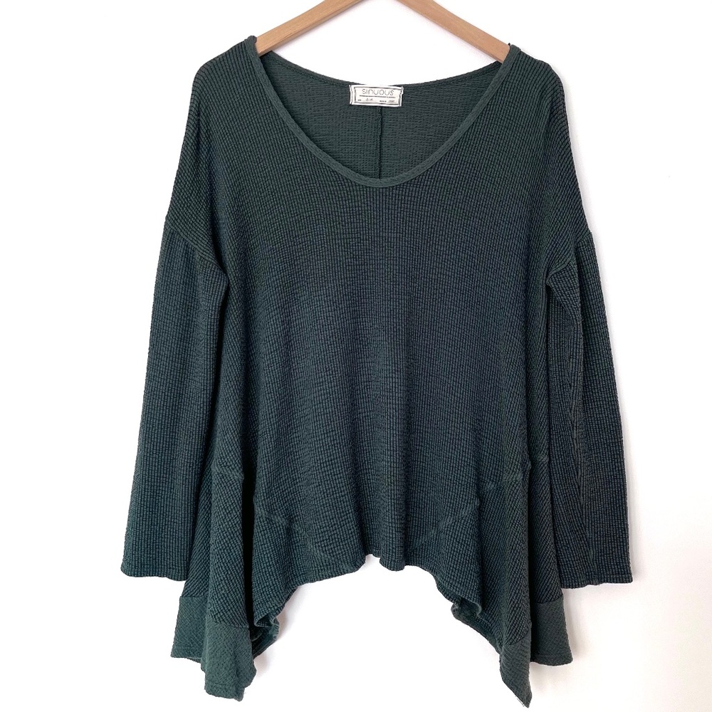 Sinuous Emerald Green Waffle Knit Top